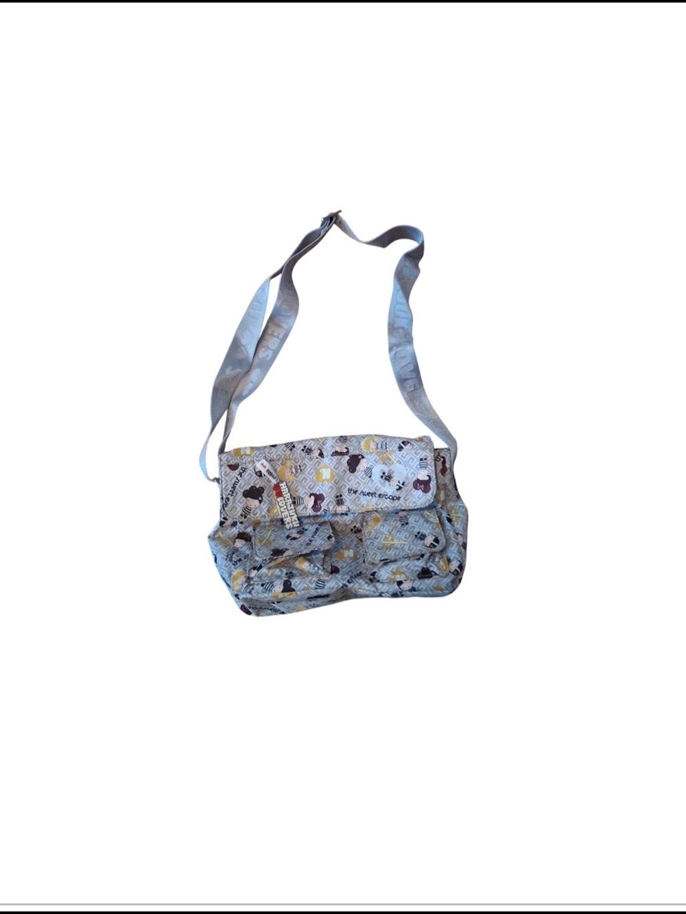 Cute Patterned Crossbody Bag - Light Blue